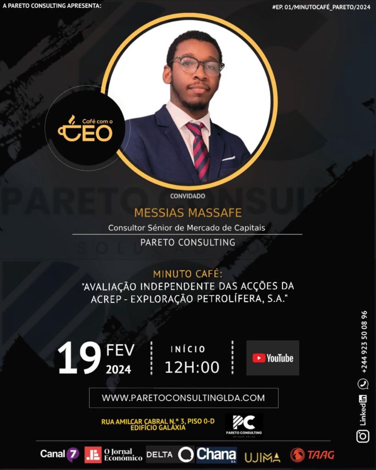 Messias Massafe, Consultor Sénior de Mercado de Capitais – Pareto Consulting, Lda.